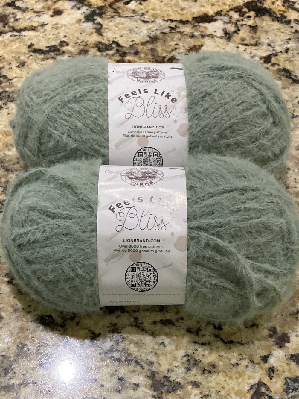 Lion Brand Feels Like Bliss Yarn - Sage Green Skeins